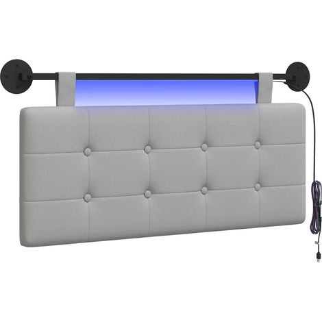 Testiera Testata del letto sospesa Con luce LED Grigio Nuvola Tessuto (1/5)