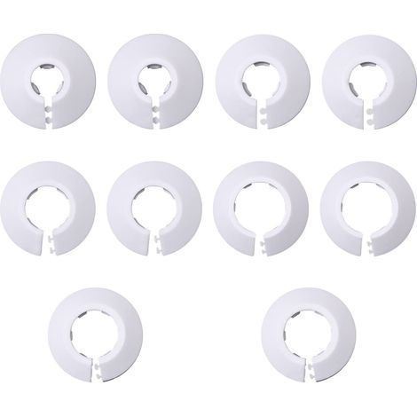 10 Pièce Rosaces Simples de Radiateur, Rosace Radiateur, Cache Tuyau Radiateur, Cache Tuyau pour Radiateur, Couvercle de Trou Mural Sol, Pour Chauffage, Couvercle (12/16/20/25/32mm, Blanc) (1/5)