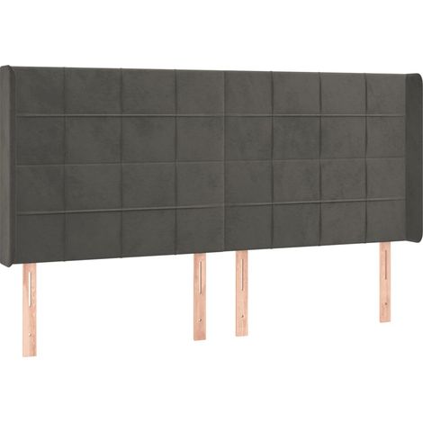 Cabecero accesorio de dormitorio iluminación LED 203 x 16 x 118/128 cm tejido de terciopelo gris oscuro TDL0201062 (1/4)
