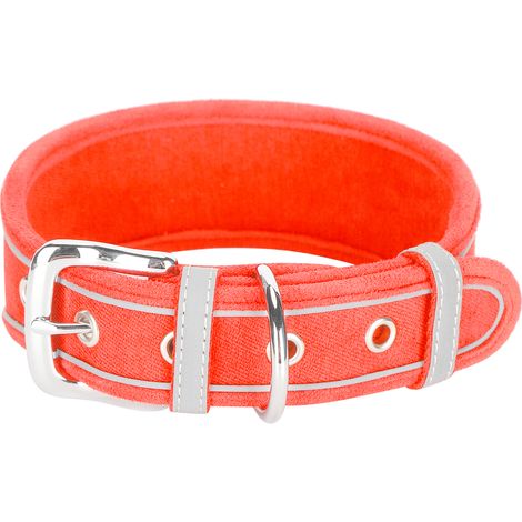 Verstellbares Hundehalsband, atmungsaktiv und reflektierend, mit D-Ring, für mittelgroße und große Hunde, rosa, Größe M. (1/5)