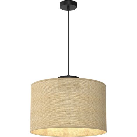 Suspension noire abat-jour jute beige Ø40 E27 Luminex
