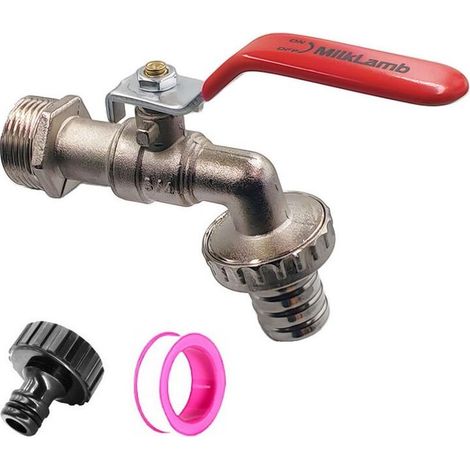 Robinet de jardinage en alliage de zinc 3/41 avec robinet en alliage 1 pouce16 mm (1/3)