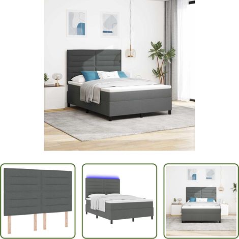 vidaXL Schlafzimmer - Boxspringbett mit Matratze Dunkelgrau 140 x 190 cm Stoff (1/5)