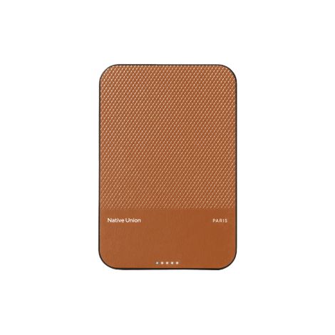Batería externa magnética Native Union (Re)Classic Qi2 de 5000 mAh, compatible con MagSafe y Qi2, incluye cable USB-C a USB-C de 15 cm (color canela). (1/2)