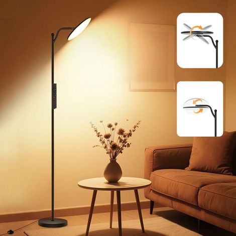 Lampadaire LED 32W 3520 lm Dimmable 2700-6500K avec Télécommande, Éclairage Indirect Noir (1/5)