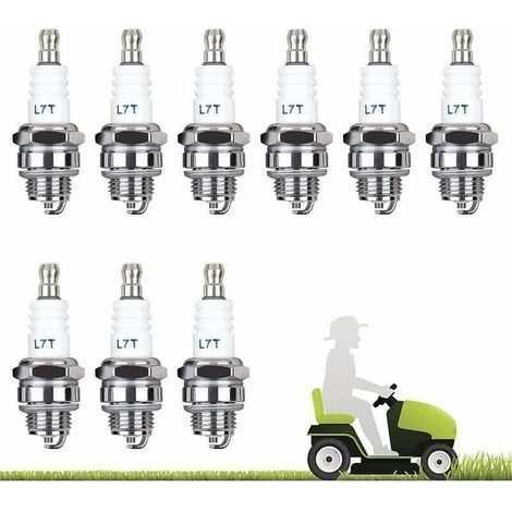 Lot de 10 Bougie D\'allumage L7T Bougie Tronconneuse Débroussailleuse Tondeuse pour Moteur à Deux Temps Taille Haie Débroussailleuse (1/5)