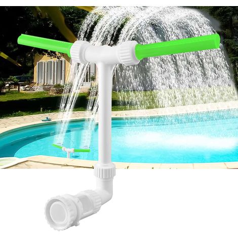 Fontaine de Piscine, 1,5" et 2,2" Accessoires Piscine Hors Sol Fontaine de Piscine Cascade a Double Jet Réglable 360°, Cascade Piscine Hors Sol pour Encastrées Rafraîchir, Calmer (Vert) (1/5)