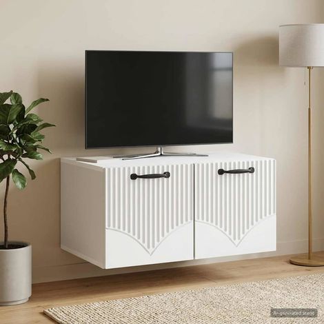 vidaXL Meuble TV mural Blanc 59,5 x 41 x 30 cm Bois d'ingénierie (1/5)