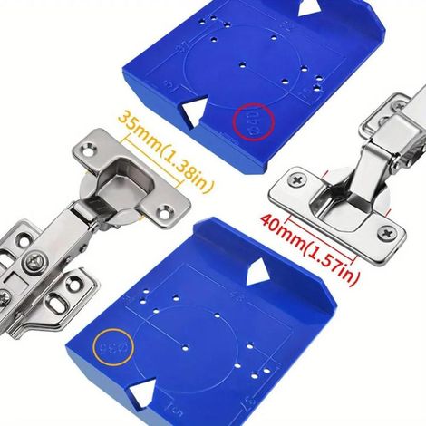 Gabarit de perçage en plastique ABS, diamètre des trous : 35 mm/40 mm, compatible avec les tondeuses à gazon, pour le perçage et la fixation de pièces de bois. Le paquet contient 2 gabarits. (1/4)