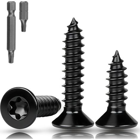 110 Pièces Vis à Bois Torx M3 × 10 mm en Acier Inoxydable 304 Vis à Tête Plate Noires à Filetage Complet pour Panneaux Acoustiques et Bois