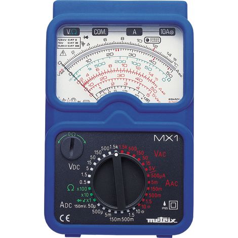 Multimetro analogico AMRA Chauvin Arnoux Metrix MX1 IP65 CAT III 600V - Funzioni: tensione DC, tensione AC, corrente DC, corrente AC, resistenza, prova diodi, test di continuità