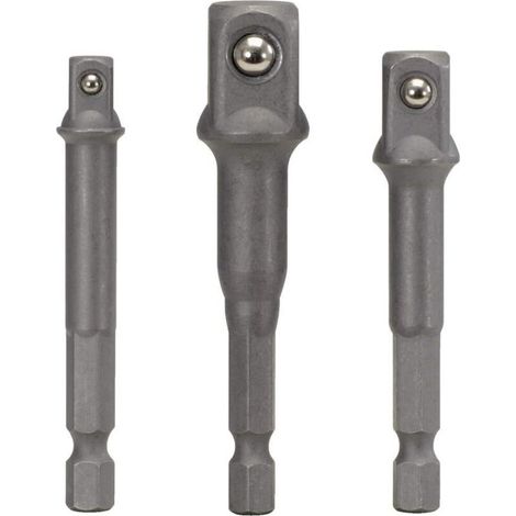 Jeu de 3 adaptateurs porte-douilles - 6 pans - 1/4" - 3/8" - 1/2", douille et embout pour clé (1/5)