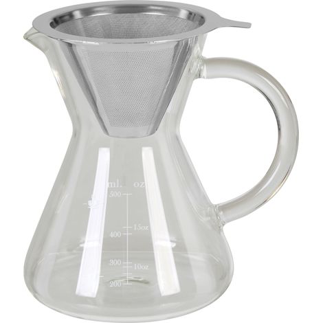 Interiors By Premier Contemporary Coffee Pot 400ml, Borosilicate Glass Coffee Pot For Breakfast, Stainless Steel Coffee Pot (1/5)