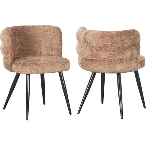 BOBOCHIC - Lot de 2 chaises SOLEA tissu velours Marron clair (1/4)
