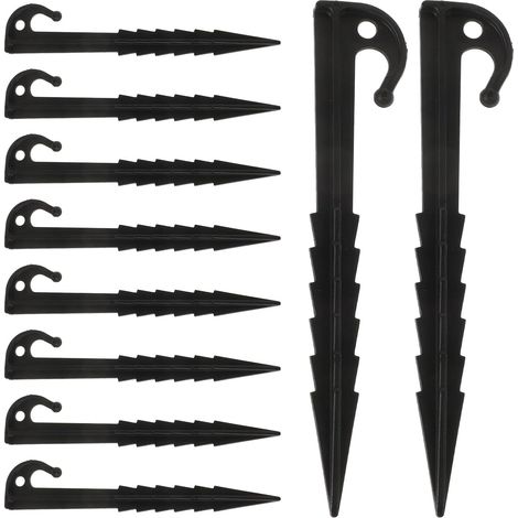 Lot de 10 piquets de tente en plastique, fixations résistantes au vent, adaptés aux tentes et aux abris de camping, piquets d'extérieur polyvalents, adaptés à la randonnée et aux activités de jardinag (1/5)