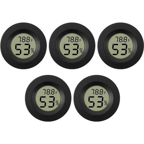 Paquet de 5 hygromètre thermomètre numérique Lcd moniteur humidimètre jauge pour humidificateurs déshumidificateurs (1/5)