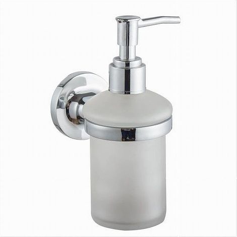 Cleafe - Dispenser Porta Sapone Liquido A Parete Acciaio Bicchiere Vetro Satinato 79805 - (1/2)