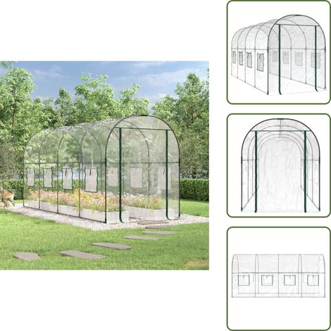Serre Transparent 160x400x190 cm PVC et acier enduit de poudre - Serre De Jardin - Serre Transparente - Serre Pvc - Serre Acier - Abri Jardin (1/5)
