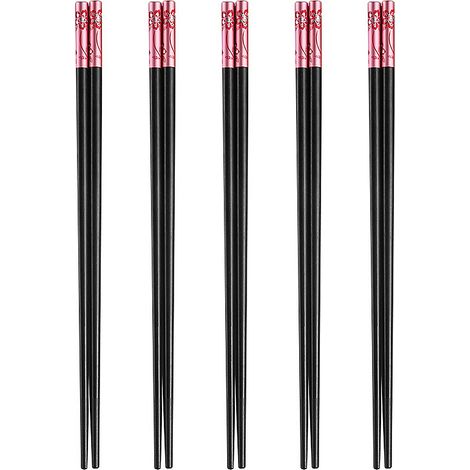 Baguettes réutilisables, lot de 5 paires de baguettes en fibre de verre, baguettes chinoises, antidérapantes, faciles à utiliser (1/5)