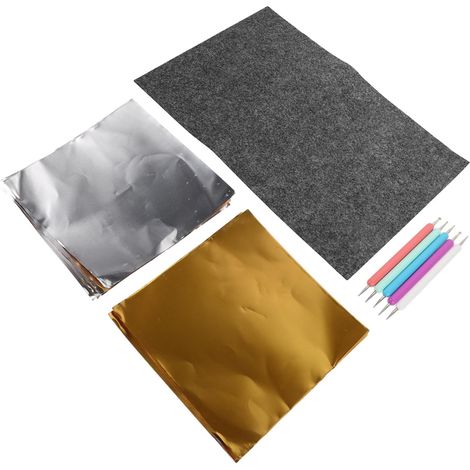 Ensemble D'embossage en Aluminium Épais Feuille Métallique Dorée et Tapis en Feutre, Outil de Gravure Sûr Embossage Lisse et Brillant en Art Créatif (1/5)