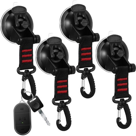 Lot de 4 Crochets à Ventouse Rotatifs Rouges Ventouses Robustes en Nylon Fixation Forte pour Auvent de Voiture Accessoires Camping Polyvalents Maintien Sécurisé sur Surfaces (1/5)