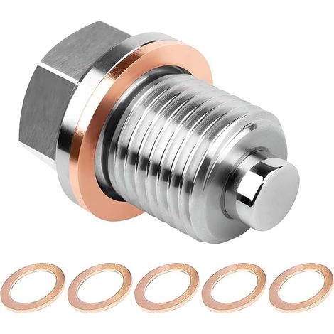 Tappo di scarico magnetico, dado di scarico magnetico per coppa dell'olio, con rondella, bullone di scarico per motore automobilistico in lega di acciaio inossidabile (M16x1.5) (1/5)