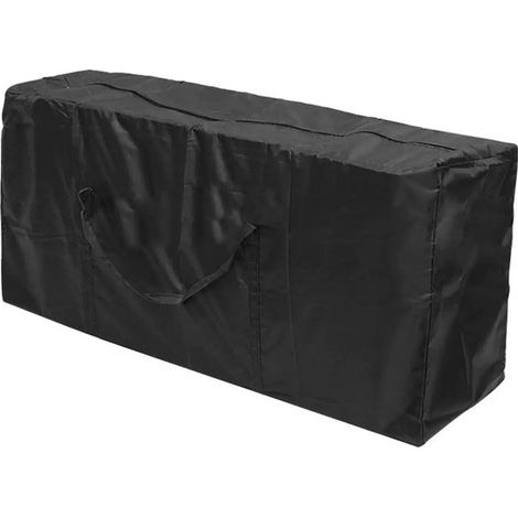 Grand sac de rangement étanche pour kussen de jardin avec fermeture éclair et poignée, noir (173x51x76cm) (1/5)