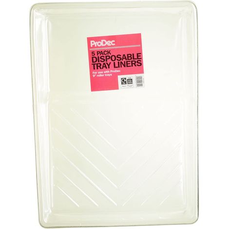 ProDec 5 confezioni di rivestimenti monouso per vassoi di vernice da 9 pollici per un rapido cambio di colore senza lavare i vassoi di vernice, compatibili con i vassoi a rullo da 9 pollici ProDec. (1/5)