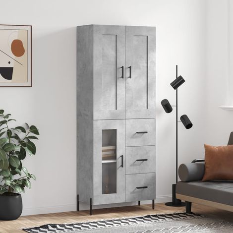 Buffet haut,Buffet de salon,Commode Meuble de rangement,Style Industriel Gris béton 69,5x34x180 cm Bois d'ingénierie VNWE717826 (1/5)