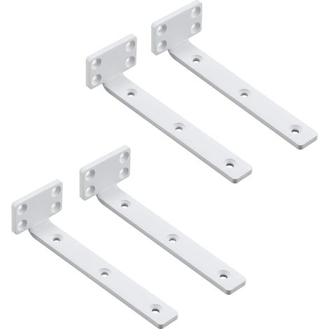 Blanc Lot de 4 Supports d' Étagère Flottants, 15 x 6.5 CM, Équerre Étagere Durable et Pratique, Equerre Etagere Murale avec Vis (1/5)