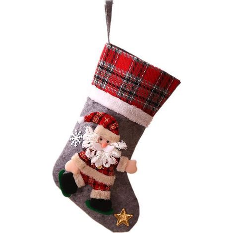 Calza di Natale, Calze di Babbo Natale, per Decorazione Calze di Natale Sacco, Sacco di Caramelle, Sacco Regalo. (1/5)