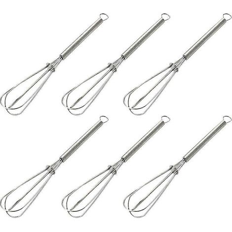 6-teiliges Mini-Eierquirl-Set aus Edelstahl mit Hand- und Sahnebesen, Federgriff, Mixer, Küchenhelfer-182.52.5cm (1/3)