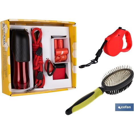 Pack de accesorios para perros con correa extensible 5m y peine doble cara