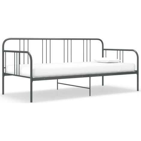 Schlafsofa Bettgestell Grau Metall 90x200 cm