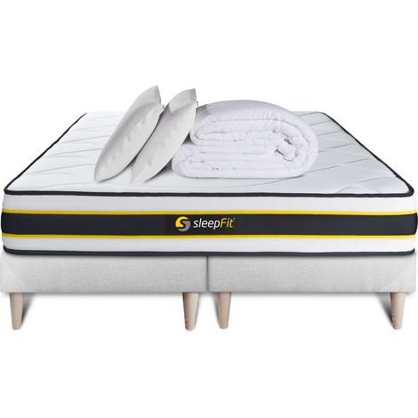 Komplettpaket Bett - Matratze 160x200 cm + 2 Boxspringbetten (Monoblock) + 2 Kopfkissen + Bettdecke - Flexy (1/5)