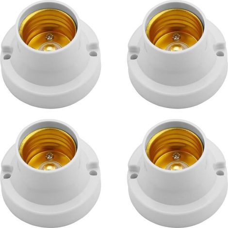Lot de 4 Douilles de Lampe E27 Universelles, Adaptateur pour Ampoules LED, Culot à Visser, Blanc (1/5)