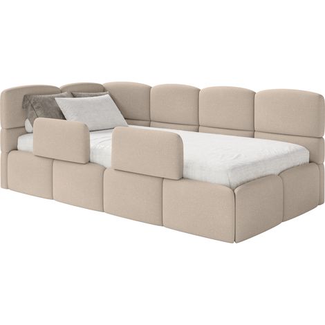 Selsey Cloudy – Kinderbett 120x200, Kopfteil links, Matratze & Bettkasten, Chenille Beige