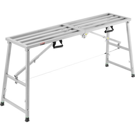 VEVOR Piattaforma di Lavoro, Altezza Regolabile 80-130 cm a 4 Marce, Scala Pieghevole in Lega di Acciaio, Piattaforma per Ponteggi Capacita 400 kg, Piedini in Gomma Antiscivolo, per Pulizia Lavaggio (1/5)