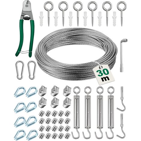57 Pieces 304 Stainless Steel Cable Kit 3 mm x 30 m (1/5)