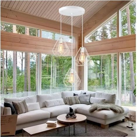 kawoo 3 Lampes Suspension Luminaire Industrielle en Cage Lustre en Cage Vintage Fer Plafonnier Designe Edison pour Salon Chambre (1/4)