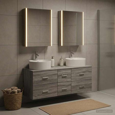 vidaXL Bathroom Furniture Set 5 pcs Grey Sonoma (1/5)