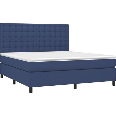 Box Spring Bed with Mattress&LED Blue 180x200 cm Fabric vidaXL