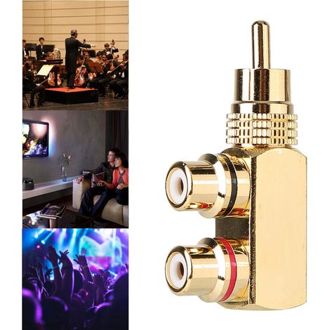Adaptateur Triple RCA Mâle-Femelle, Diviseur Audio-Vidéo à Angle Droit, 2 Pièces (1/5)