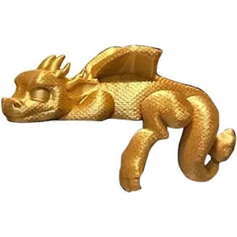 Buchstütze „Schlafender Drache“, Bibliotheksdekoration, 3D-Druck, Vintage-Figur eines schlafenden Drachen fürs Regal, Gold (1/5)