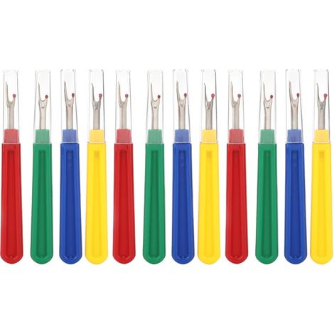 Juego de 12 descosedores, coloridos, duraderos, ergonómicos, fabricados en acero inoxidable, con mangos prácticos, para coser, bordar y acolchar.