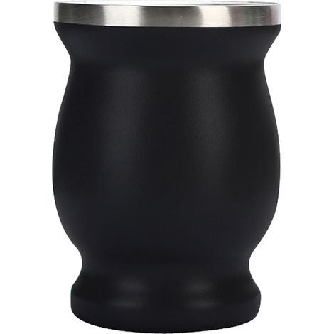 Gobelet isotherme double paroi en acier inoxydable 304 (240 ml) avec paille et goupillon, noir (1/5)