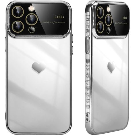 CUSTODIA PER APPLE IPHONE 15 PRO CORNICE A CUORE ARGENTO + PROTEZIONE FOTOCAMERA A3102 (1/5)