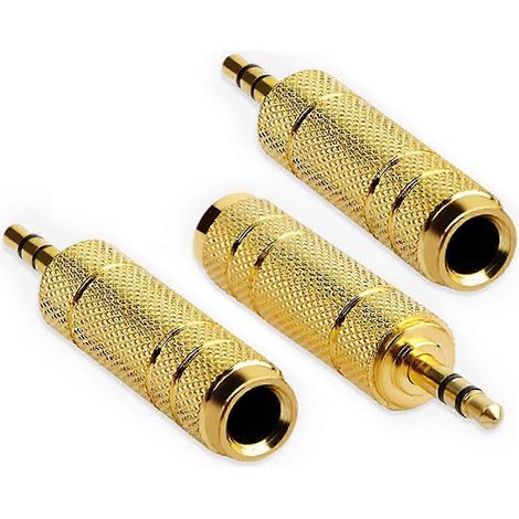 Adaptateur audio mâle 3,5 mm vers femelle 6,35 mm pour une transmission audio fluide entre différents appareils, paquet de 1/3. (1/5)
