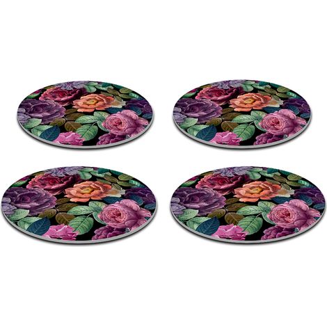 Juego de 4 manteles individuales redondos de 33 cm - fieltro grueso de 4 mm, resistente al calor, decorativo, estampado Enigma - Bertoni (1/5)