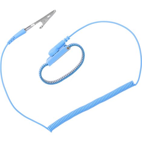 Bracelet antistatique, bracelet métallique mis à la terre ESD, bracelet bleu de 1,8 mètre de long pour une utilisation en atelier. (1/5)